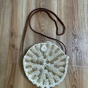 Handcrafted Gold, Tan and Cream Woven Bag